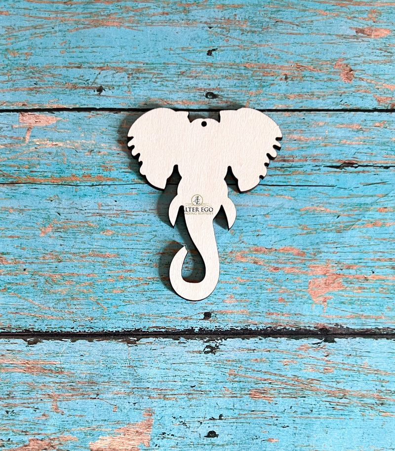 Elephant Wood Earring Blanks | 1 pair or 5 pair | BULK | With or without holes | Unfinished Wood Laser Cutout | Dangle Earring Jewelry Blanks Shape