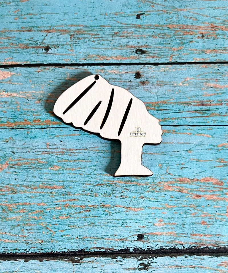 Lady in Turban Wood Earring Blanks | 1 pair or 5 pair | BULK | With or without holes | Unfinished Wood Laser Cutout | Dangle Earring Jewelry Blanks Shape