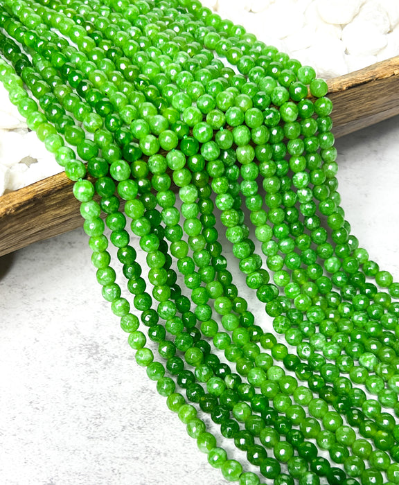 6mm Faceted Green Jade Gemstone Beads | Faceted Green Jade | DIY Jewelry Designs | 62 Beads per Strand