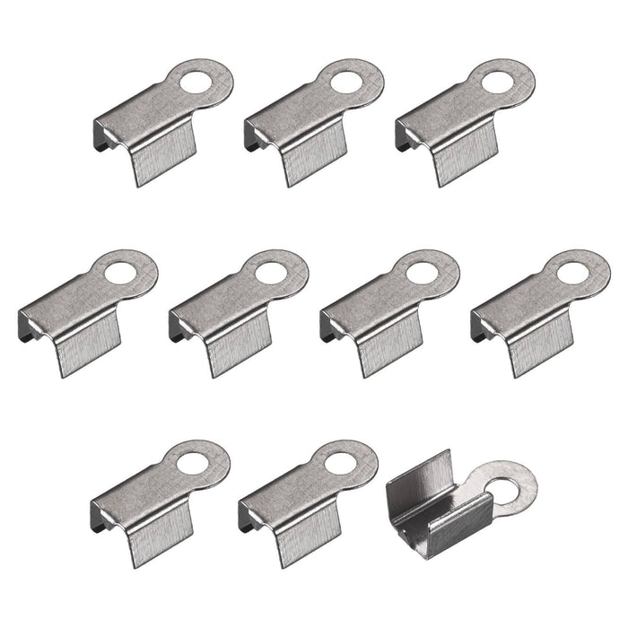 Silver Fold Over Cord Ends | Cord Crimp End Tips | Fold-Over End Caps | Leather Ribbon Ending Clasp Tips | Jewelry Connector for Jewelry Making | 3x6mm, 3x9mm (10) pcs