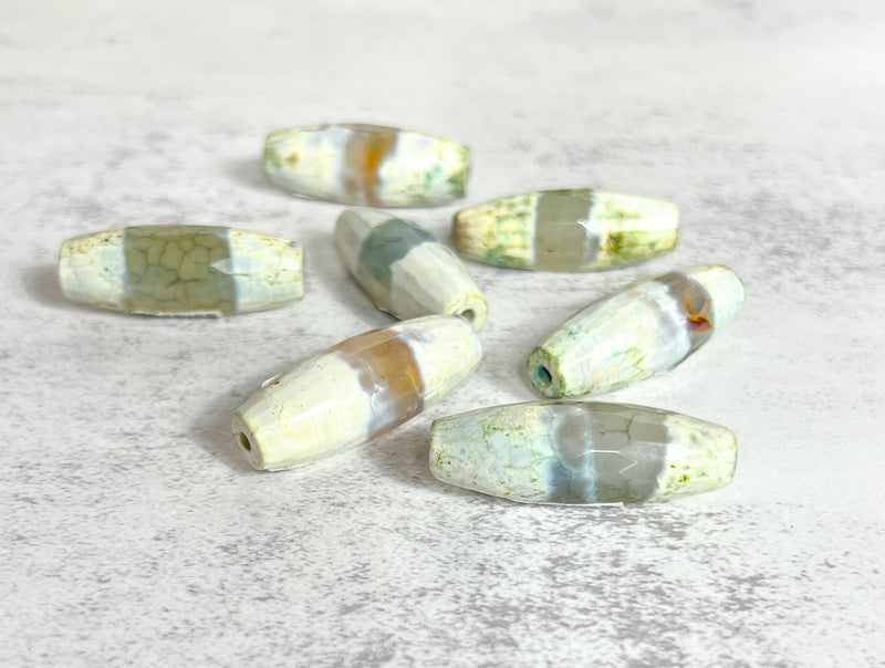 40mm Fire Aate Gemstone Bead | 12x40mm Barrel Shape Bead | Beautiful Multicolor Bead | DIY Jewelry |1 Piece