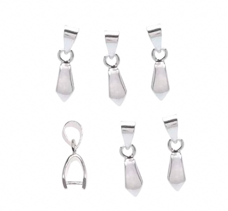 Stainless Steel Slider Pinch Bail | Gemstone & Crystal Pendants | Silver Bails | (10) pcs | Sizes 2x11mm and 3x16mm