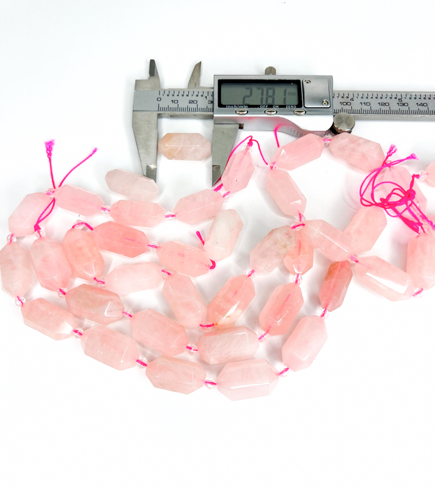 Rose Quartz Gemstone Focal Beads | Natural Rose Quartz Stone Beads | Prism Cut Double Point | 1 piece