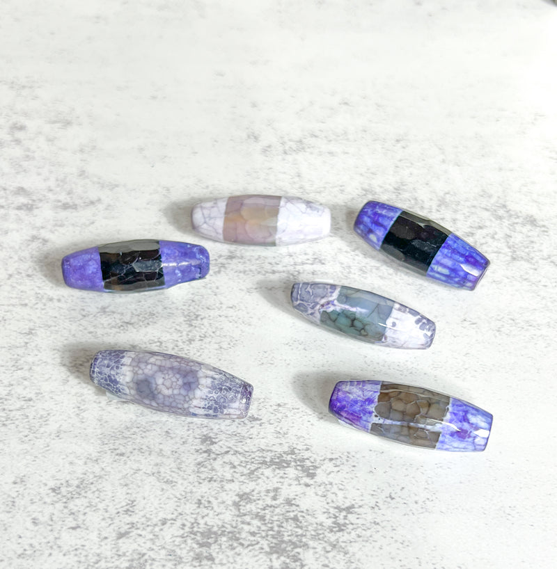 40mm Fire Aate Gemstone Bead | 12x40mm Barrel Shape Bead | Beautiful Multicolor Bead | DIY Jewelry |1 Piece