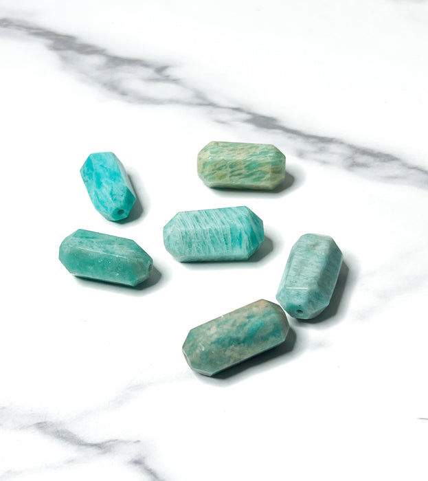 27-30mm Amazonite Gemstone Focal Beads | Natural Amazonite Stone Beads | Prism Cut Double Point | 1 piece
