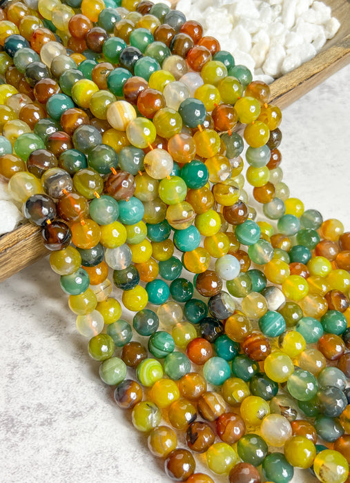 12mm Faceted Agate Gemstone Beads | Multicolor Agate | DIY Jewelry Designs | 32 Beads per strand