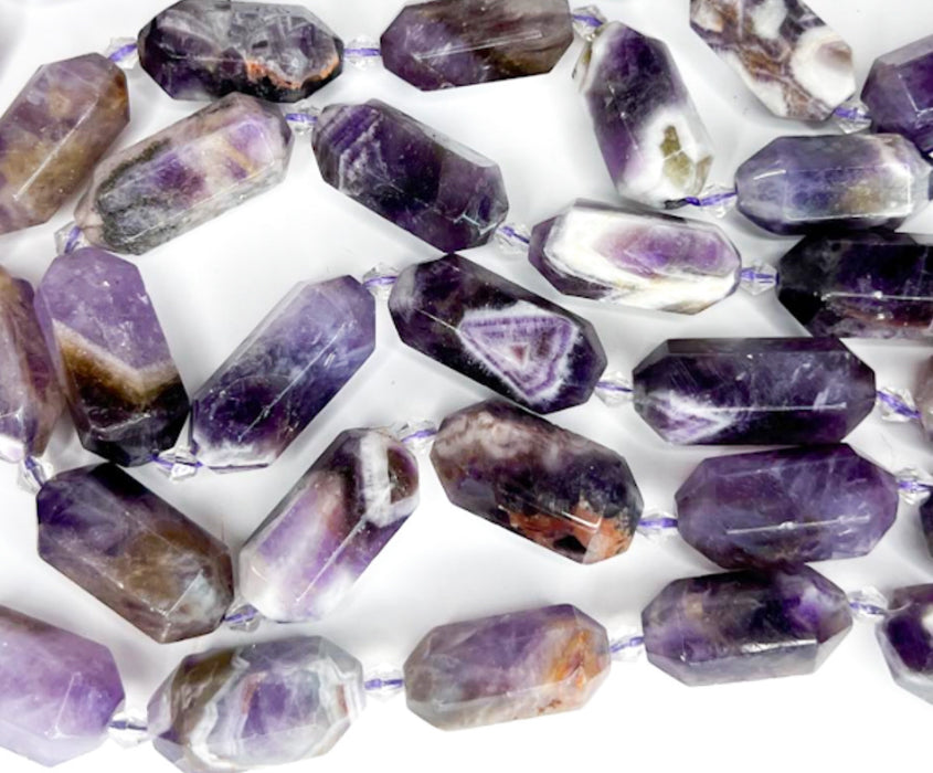 27-30mm Amethyst Gemstone Focal Beads | Natural Amethyst Stone Beads | Dog Tooth Amethyst | Prism Cut Double Point | 1 piece