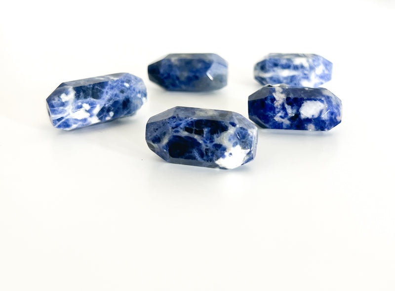 27-30mm Sodalite Gemstone Focal Beads | Natural Sodalite Stone Beads | Prism Cut Double Point | 1 piece