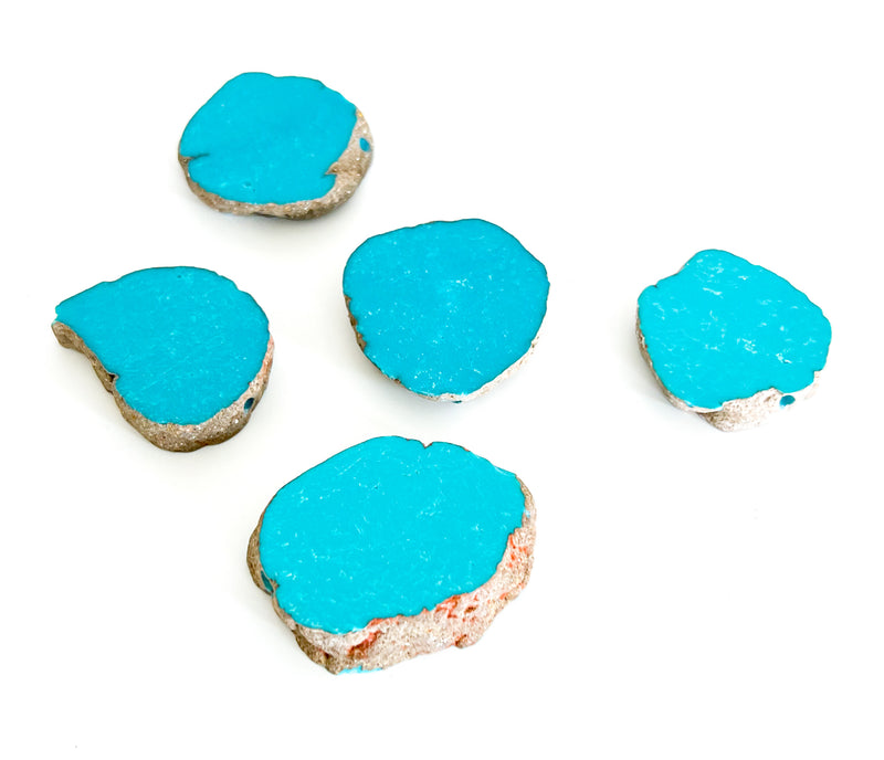 31-35mm Raw Turquoise Magnesite Slab Beads | Slab Stone Beads | Free Form Slab | 1 piecs