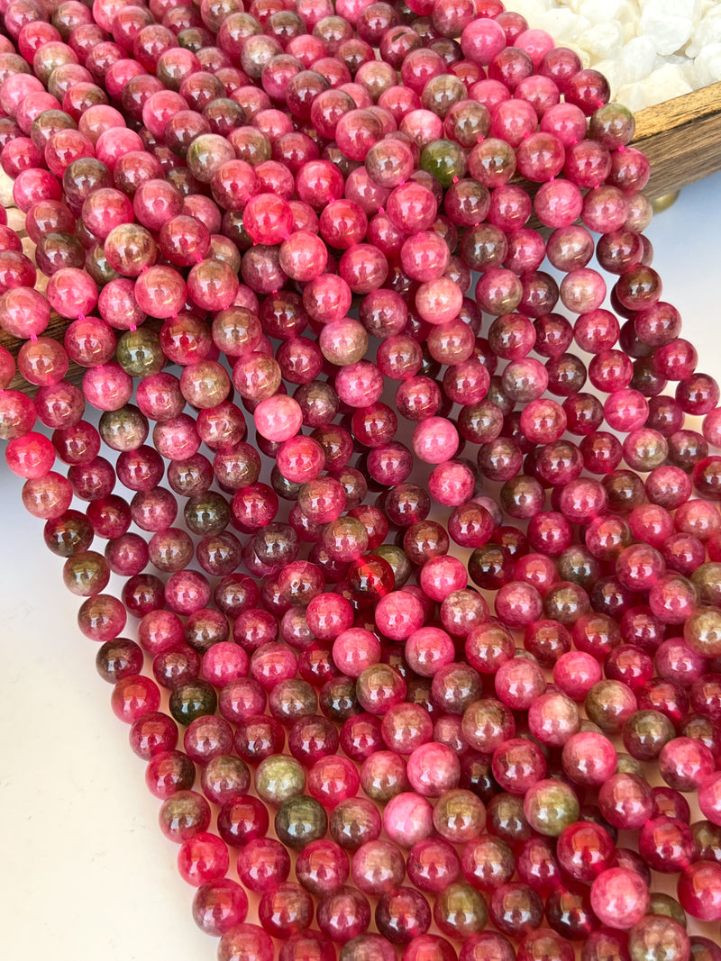 10mm Smooth Watermelon Tourmaline Gemstone Beads | Healing Beads