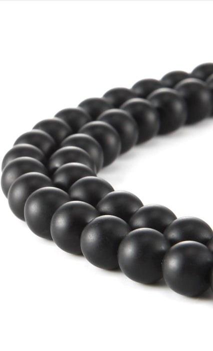 Smooth Matte Black Onyx | Round Beads Frosted | Onyx Gemstone Beads | 10mm & 12mm | DIY Jewelry Making | 15" Strand