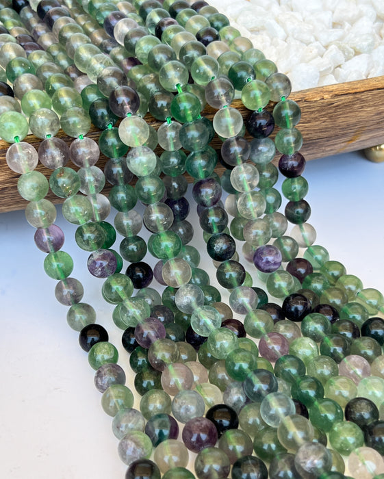 Natural Smooth Green Fluorite Gemstone Beads | 10mm and 12mm Fluorite | Green and Purple Gemstone Beads | DIY Jewelry Designs