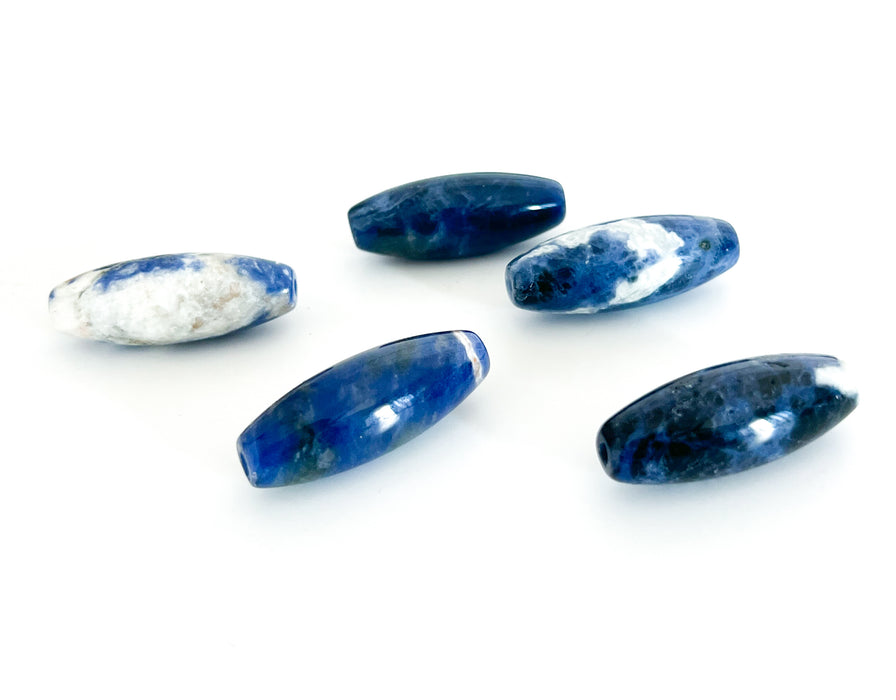 27-30mm Sodalite Gemstone Focal Beads | Natural Sodalite Stone Beads | Prism Cut Double Point | 1 piece