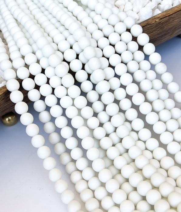 10mm Smooth Matte White Agate Gemstone Beads | Matte Agate Round Gemstone Beads | Jewelry Making DIY | Gemstone Beads| 10mm 15 Inch Strand 38 Beads per Strand