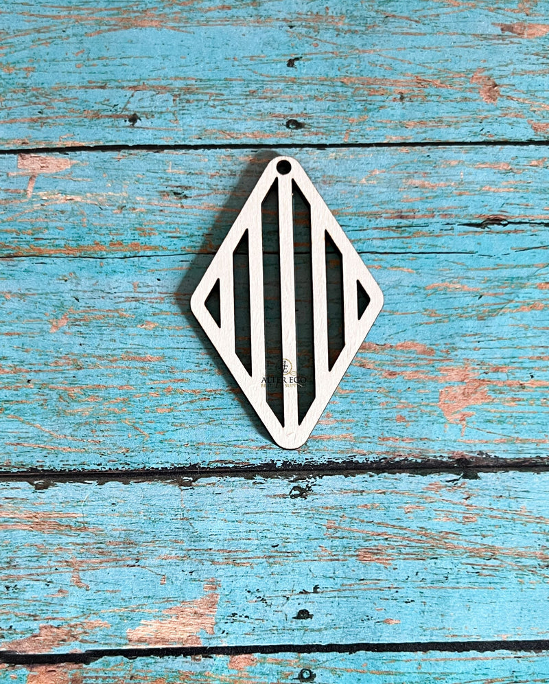 Geometric Diamond Wood Blanks | 1 pair or 5 pair | BULK | With or without holes | Unfinished Wood Laser Cutout | Dangle Earring Jewelry Blanks Shape