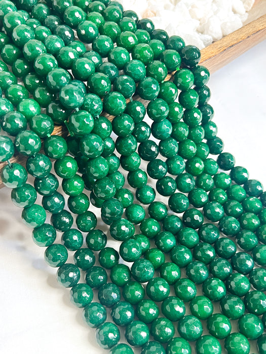 12mm Faceted Jade | Faceted Forest Green Jade | Faceted Jade Gemstone Beads | DIY Bracelets |15.5" Strand Approx. 32 Beads per strand
