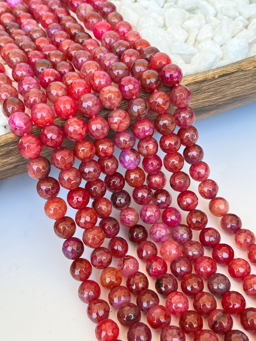 10mm Faceted Crackle Agate Gemstone Beads | Colorful Agate Round Gemstone Beads | Jewelry Making DIY | Gemstone Beads| 10mm 15 Inch Strand 38 Beads per Strand