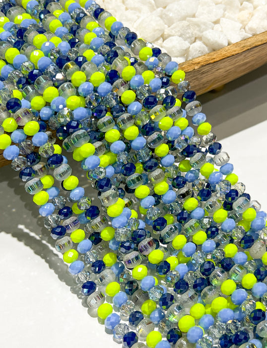 6x8mm Multicolor Faceted Glass Rondelle Beads | Faceted Glass | Multicolor | DIY Jewelry Designs | 15 inch Strands | 62 Pcs