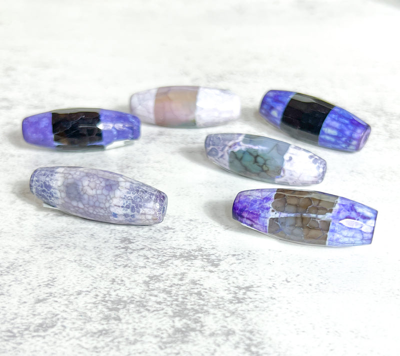 40mm Fire Aate Gemstone Bead | 12x40mm Barrel Shape Bead | Beautiful Multicolor Bead | DIY Jewelry |1 Piece