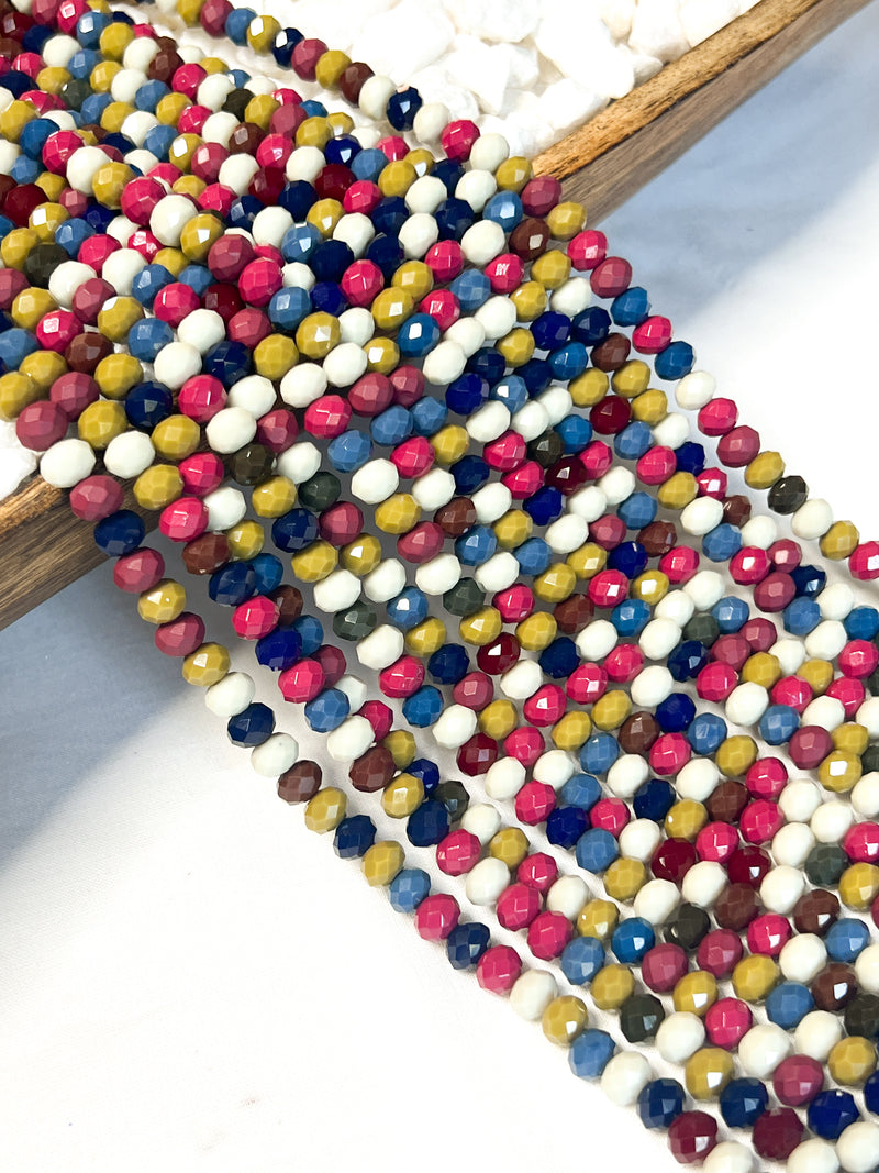 6x8mm Multicolor Faceted Glass Rondelle Beads | Faceted Glass | Multicolor | DIY Jewelry Designs | 15 inch Strands | 62 Pcs