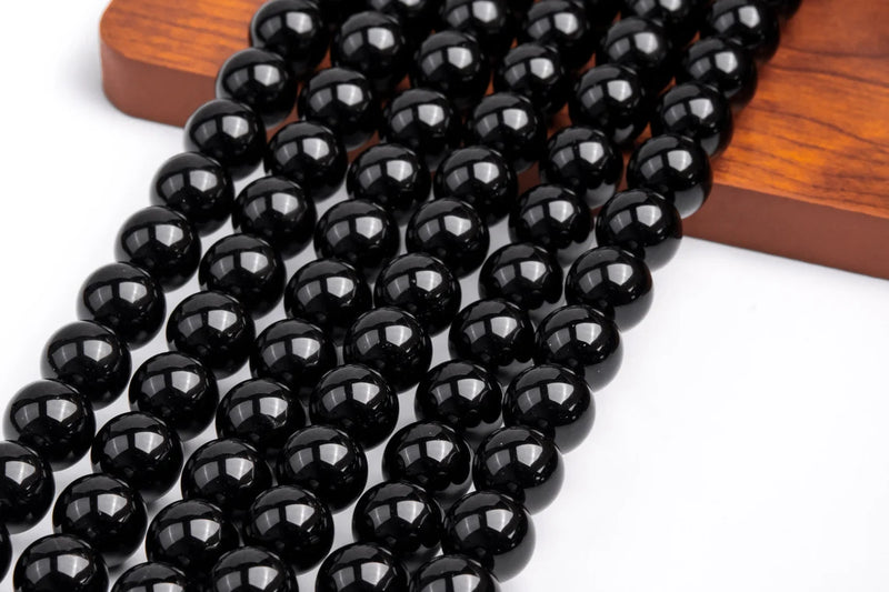 10mm Smooth Black Agate Gemstone Beads | Agate Round Gemstone Beads | Jewelry Making DIY | Gemstone Beads | 38 Beads per Strand