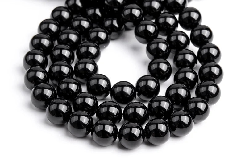10mm Smooth Black Agate Gemstone Beads | Agate Round Gemstone Beads | Jewelry Making DIY | Gemstone Beads | 38 Beads per Strand