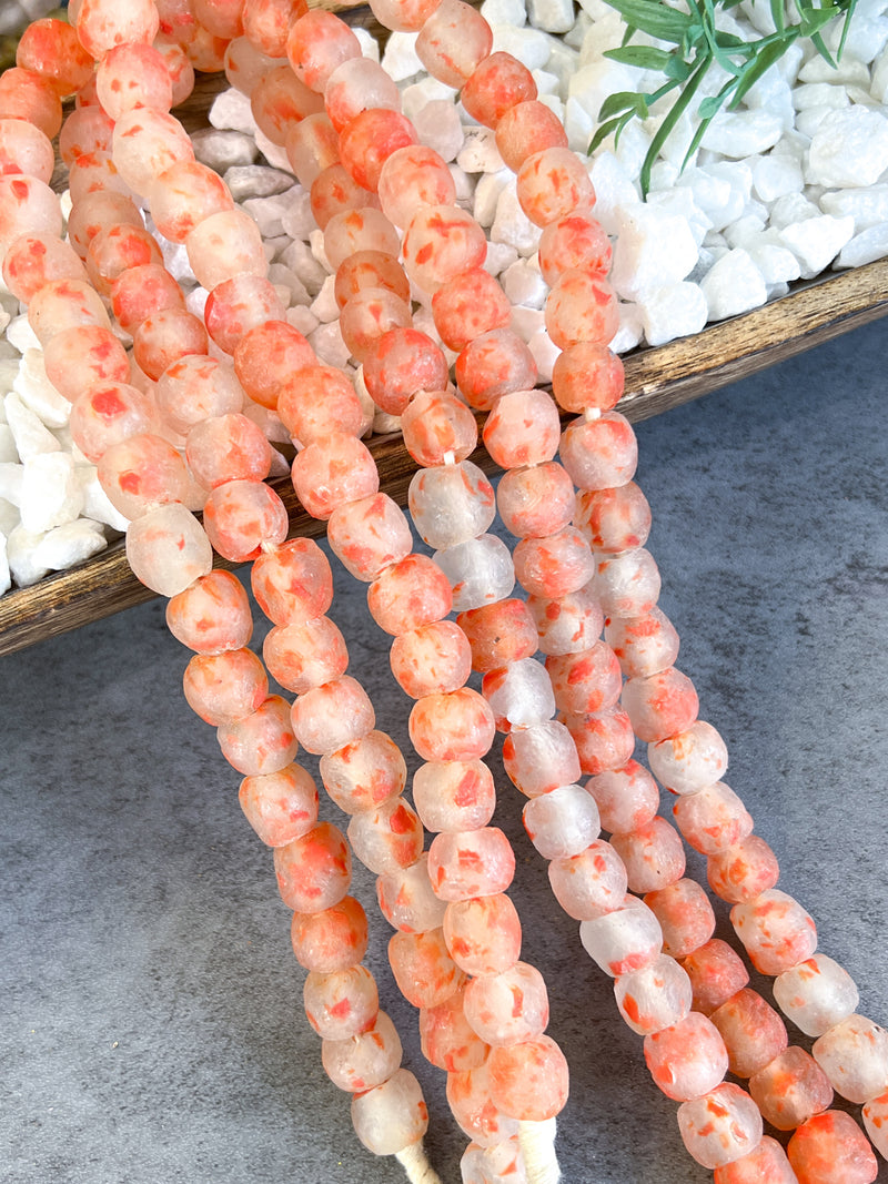 14mm Recycled African Glass Beads | Made in Ghana | African Sea Glass | Round Handmade Glass Beads | Large Hole |DIY Jewelry Making | Approximately 42 Beads per Strand