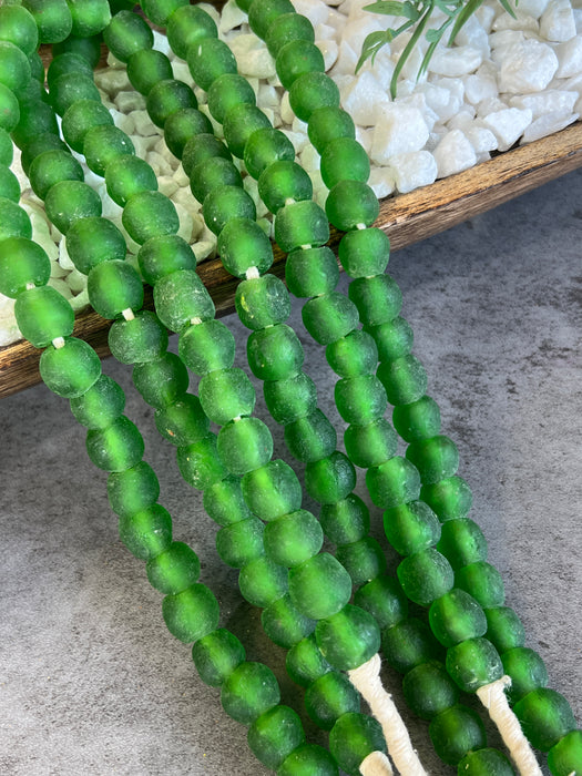 14mm Recycled African Glass Beads | Made in Ghana | African Sea Glass | Round Handmade Glass Beads | Large Hole |DIY Jewelry Making | Approximately 42 Beads per Strand