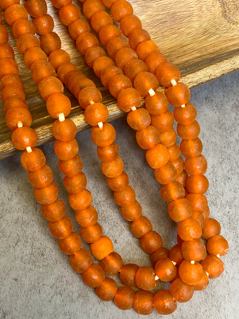 14mm Recycled African Glass Beads | Made in Ghana | African Sea Glass | Round Handmade Glass Beads | Large Hole |DIY Jewelry Making | Approximately 42 Beads per Strand