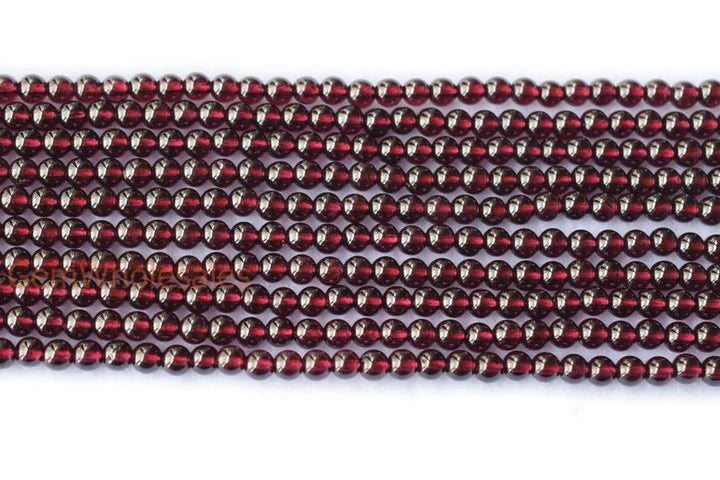 4mm Natural Garnet Beads | Red Smooth Polished Round | 15 Inch Strand | Smooth Red Garnet Beads-Grade A High Quality | DYI | Jewelry Making | 90 Beads per Strand