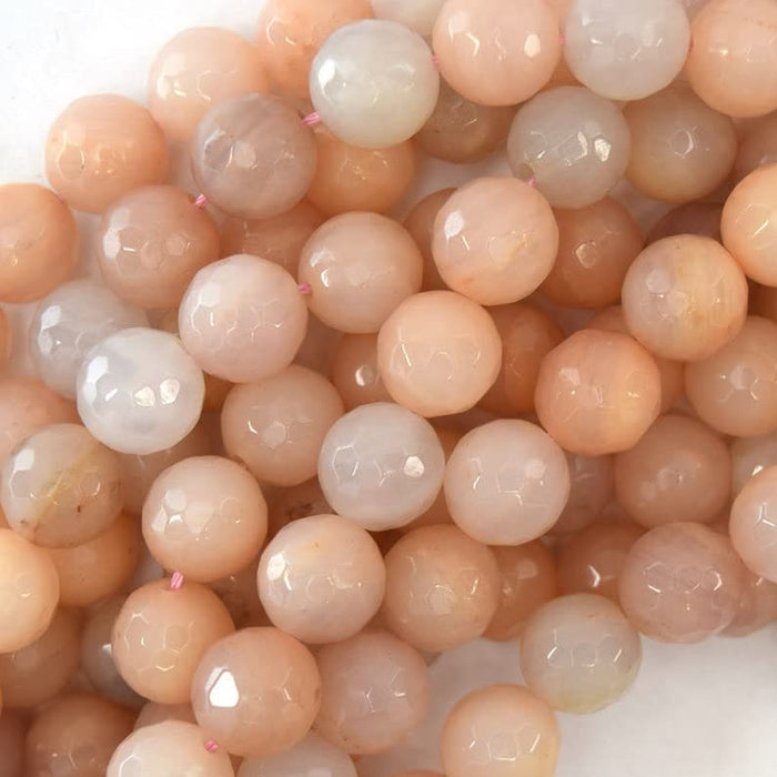 Faceted Peach Aventurine Gemstone Beads | Faceted Round Peach Beads Gemstone | 10mm and 12mm15" Strand | DIY Jewelry Making