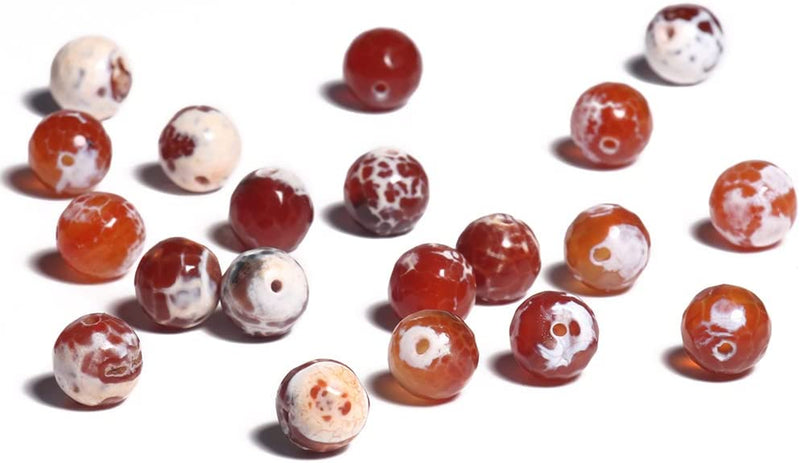 12mm Faceted Fire Agate | Peach Fire Agate | Round Stone Beads | Natural Stone Beads for Jewelry Making | 15" Strand 34 Beads per Strand