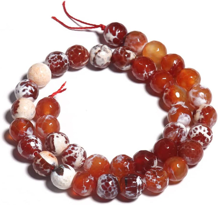12mm Faceted Fire Agate | Peach Fire Agate | Round Stone Beads | Natural Stone Beads for Jewelry Making | 15" Strand 34 Beads per Strand