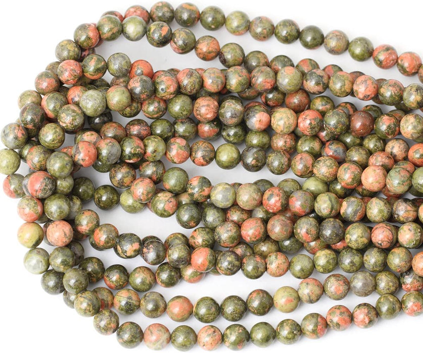 10mm Natural Unakite Gemstone Beads | Smooth Round Unakite Beads | DIY Jewelry Making | 36 Beads per Strand