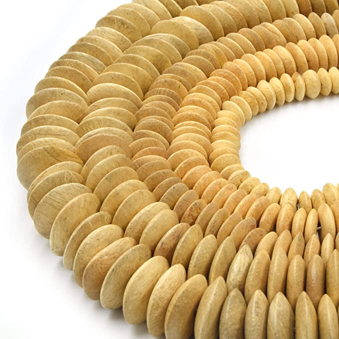 13x6mm Wood Saucer Beads | Natural Wooden Beads with 1.5mm Hole | 13x16mm Brown | 13x16mm Light Brown