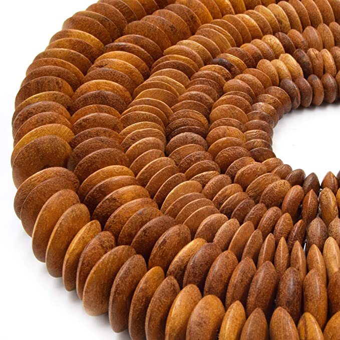 13x6mm Wood Saucer Beads | Natural Wooden Beads with 1.5mm Hole | 13x16mm Brown | 13x16mm Light Brown