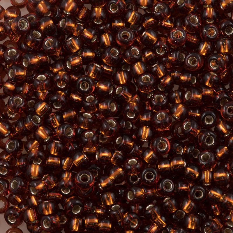 Miyuki #6 Rocaille (Round) -Silver Lined Dark Amber Seed Beads