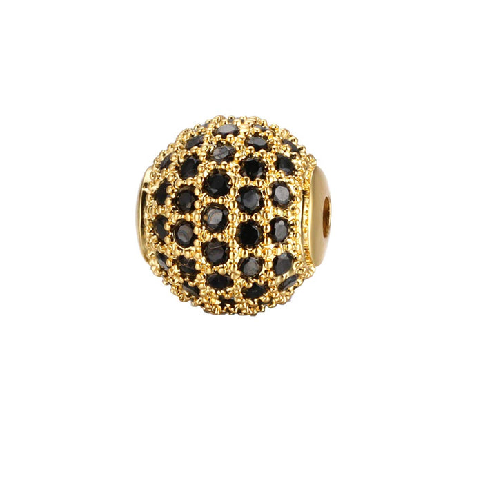 Gold and Black Crystals Micro Pave’ Beads | Cubic Zirconia Beads | 10mm and 12mm | DIY Jewelry Making