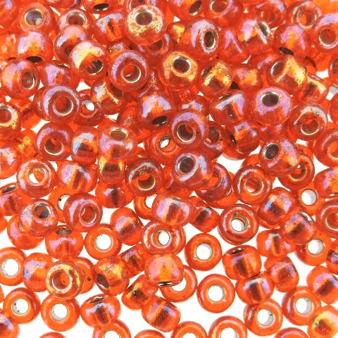 Miyuki #6 Rocaille (Round) - Silver Lined AB Orange Seed Beads