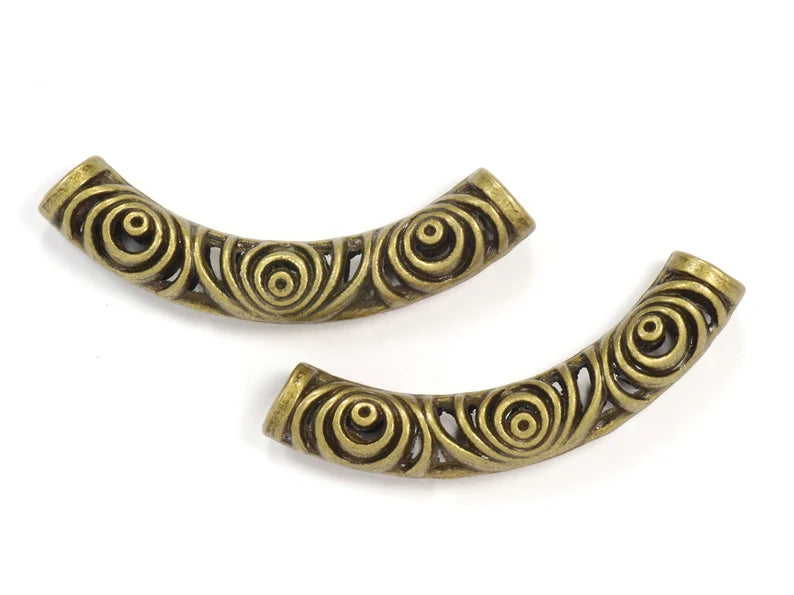 9x53mm Art Deco Style Curved Tube Beads