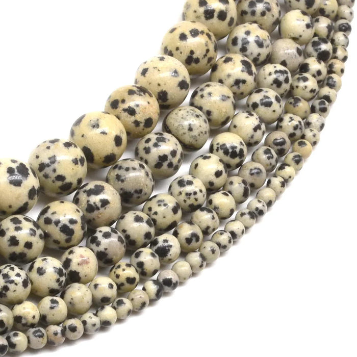 Natural Dalmatian Jasper Stone Gemstone Beads | Energy Healing Beads | DIY Jewelry | Bracelet and Necklace making | 15" Strand