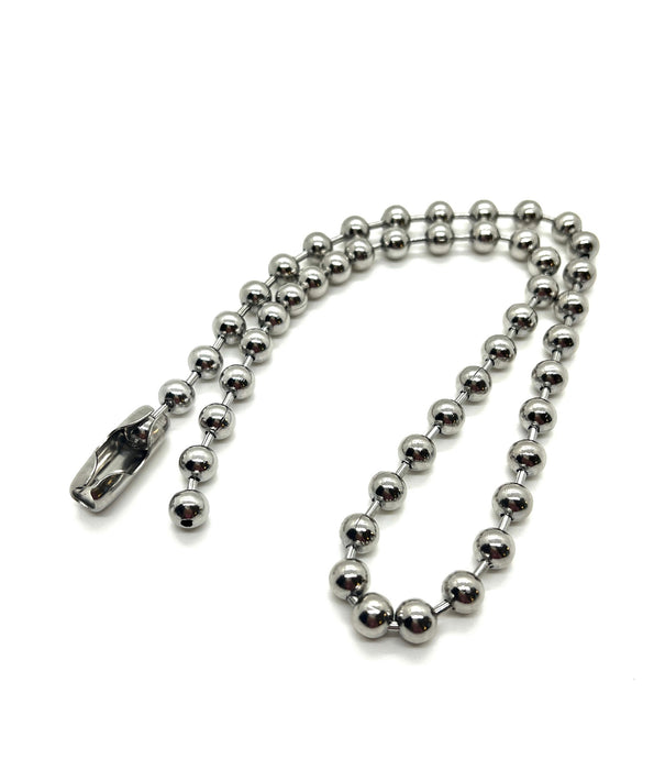 6mm Stainless Steel Ball Chain with Connector | Stainless Steel Bead Chain  & Matching Connector Pack | Long Adjustable Metal Ball Chains with