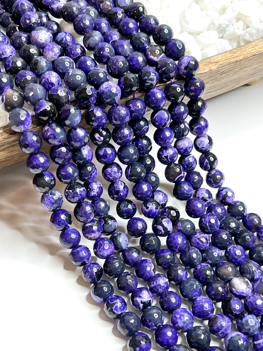 10mm Faceted Natural Purple Fire Agate |Purple Round Gemstone Beads | Jewelry Making DIY | Gemstone Beads | 10mm 15 Inch Strand 38 Beads per Strand