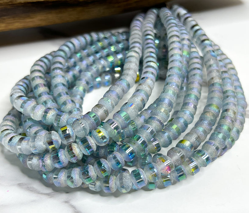 8mm Frosted Striped Beads | 17 Different Colors of 8mm Frosted Striped Glass Beads | DIY Jewelry Making | 15" Strand |56 Beads per Strand