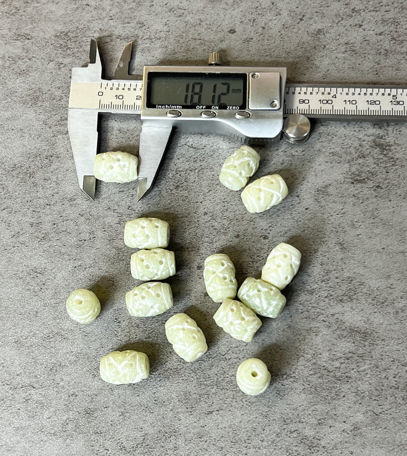 Carved Jade Barrel Beads | Natural Beads | Column Stone Beads | Tube Shape Jade Stone Engraved Beads | DIY Jewelry Making