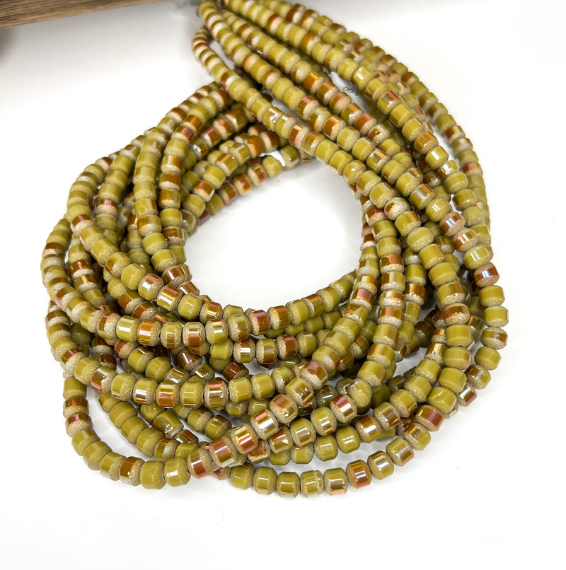 6mm Frosted Striped Beads | 4 Different Colors of 6mm Frosted Striped Glass Beads | DIY Jewelry Making | 15" Strand |68 Beads per Strand