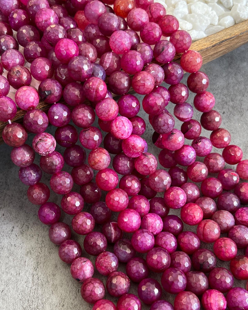 14mm Faceted Crackle Agate