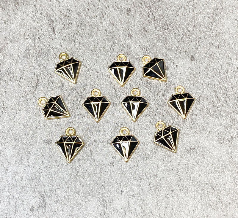 15mm Alloy Enamel Diamond Charms