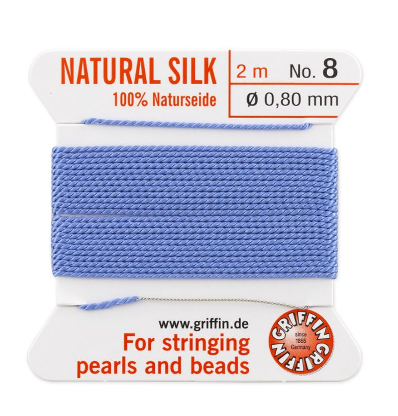 Griffin Bead Cord 100% Silk - No. 8 (0.80mm) Light Blue