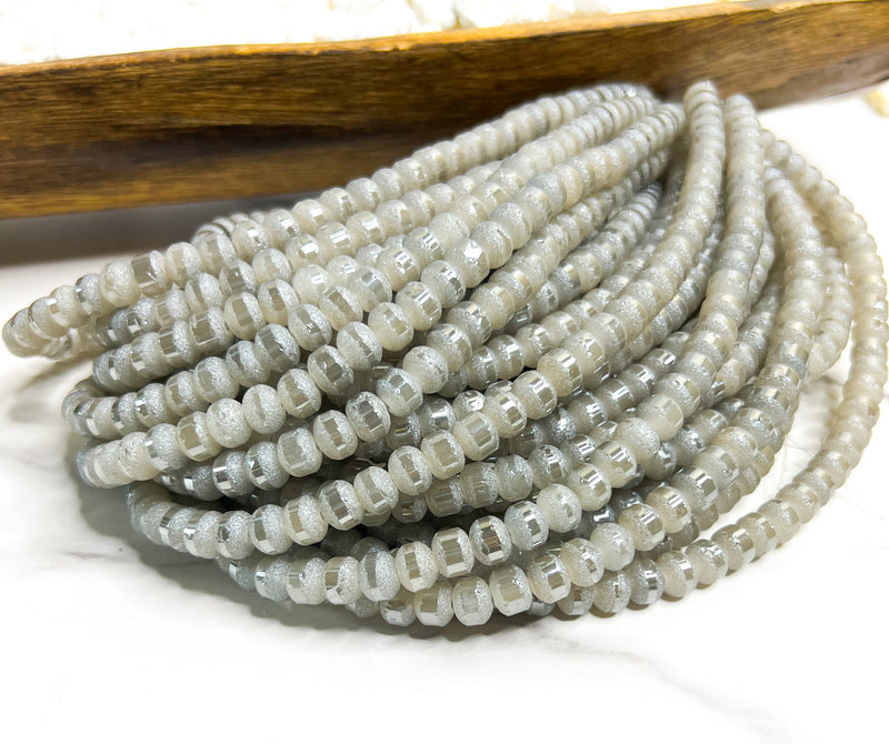 8mm Frosted Striped Beads | 17 Different Colors of 8mm Frosted Striped Glass Beads | DIY Jewelry Making | 15" Strand |56 Beads per Strand